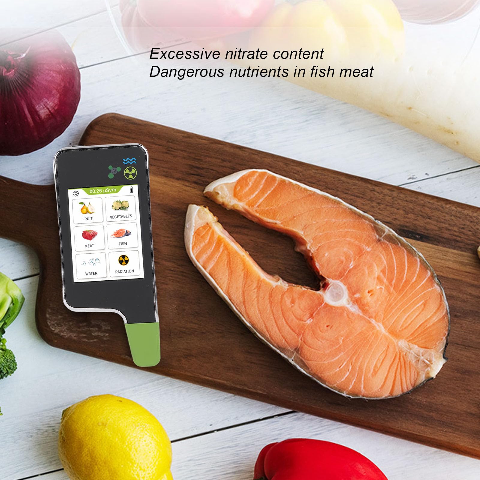 KUIDAMOS Probador de Nitrato Multifuncional Portátil para Pruebas de Seguridad Alimentaria en el Hogar con Detección de Radiación, Compacto y Rápido para Uso en Movimiento Escena aplicable: Cocina