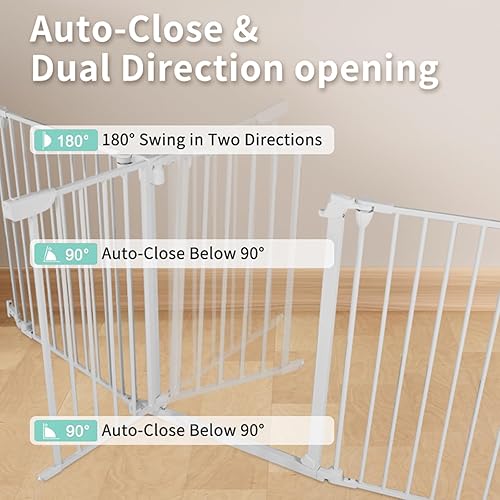 Miniatura 3 de Puerta extra ancha para bebé, 30 pulgadas de alto y 47 pulgadas de ancho, valla de seguridad para chimenea, valla de seguridad de metal para