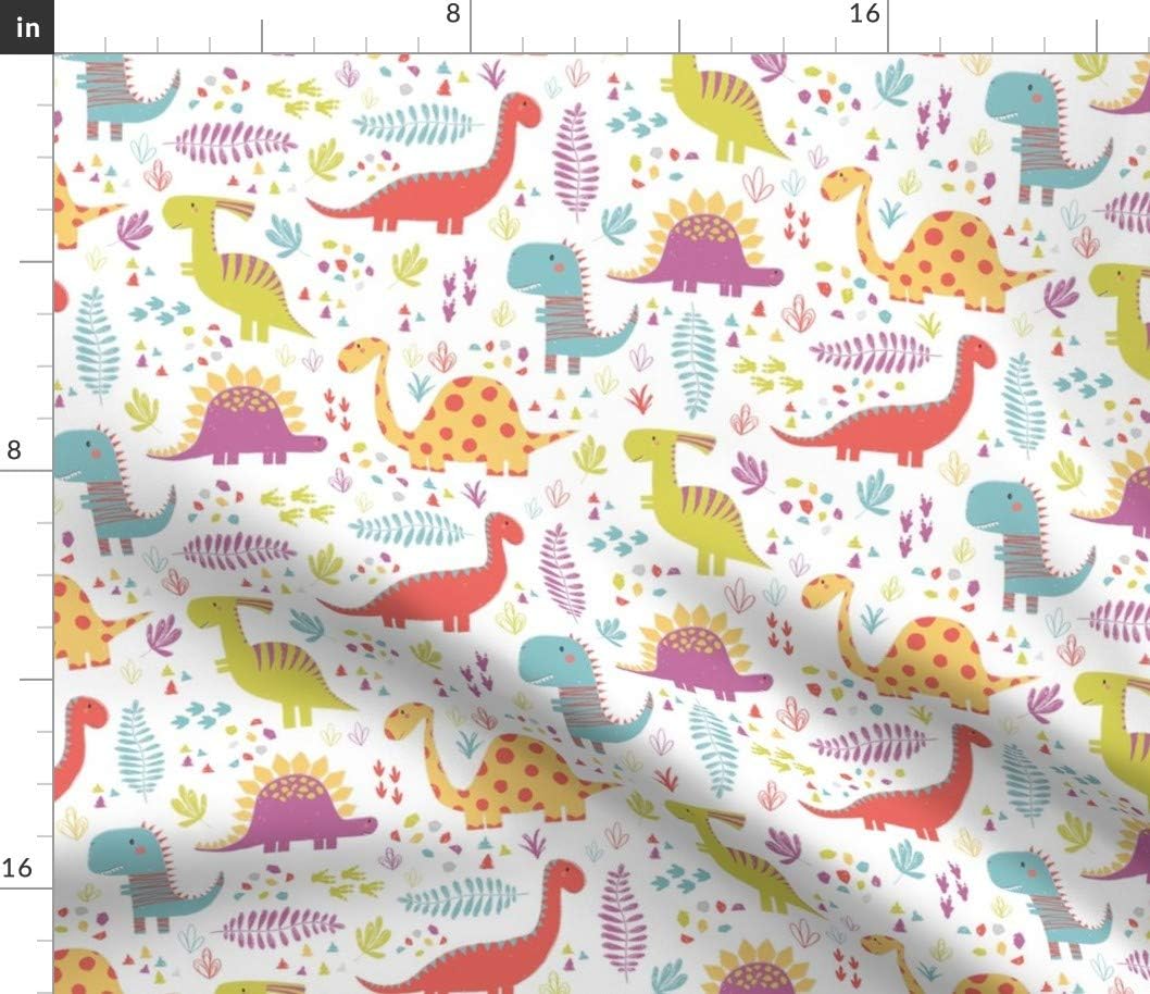 Spoonflower Fabric - Princess Girl Animals Kids Dinosaurs Tyrannosaurus Stegosaurus Printed on Petal Signature Cotton Fabric by The Yard - Sewing Quilting Apparel Crafts Decor