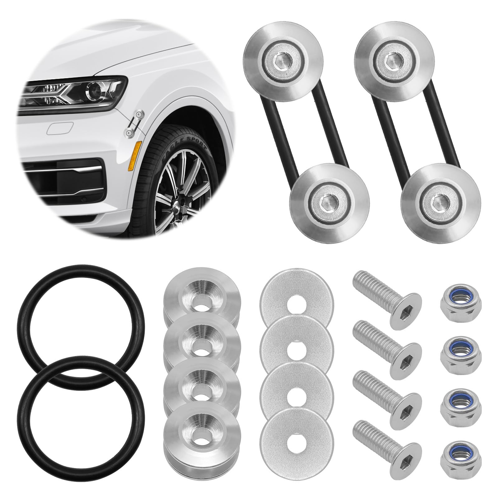 ZOKYUYS Car Bumper Fastener,Front Rear Taiss Bumper Quick Release Kit,Stainless Steel Fasteners Fasteners with Bolts,Nuts and Washers,Compatible with
