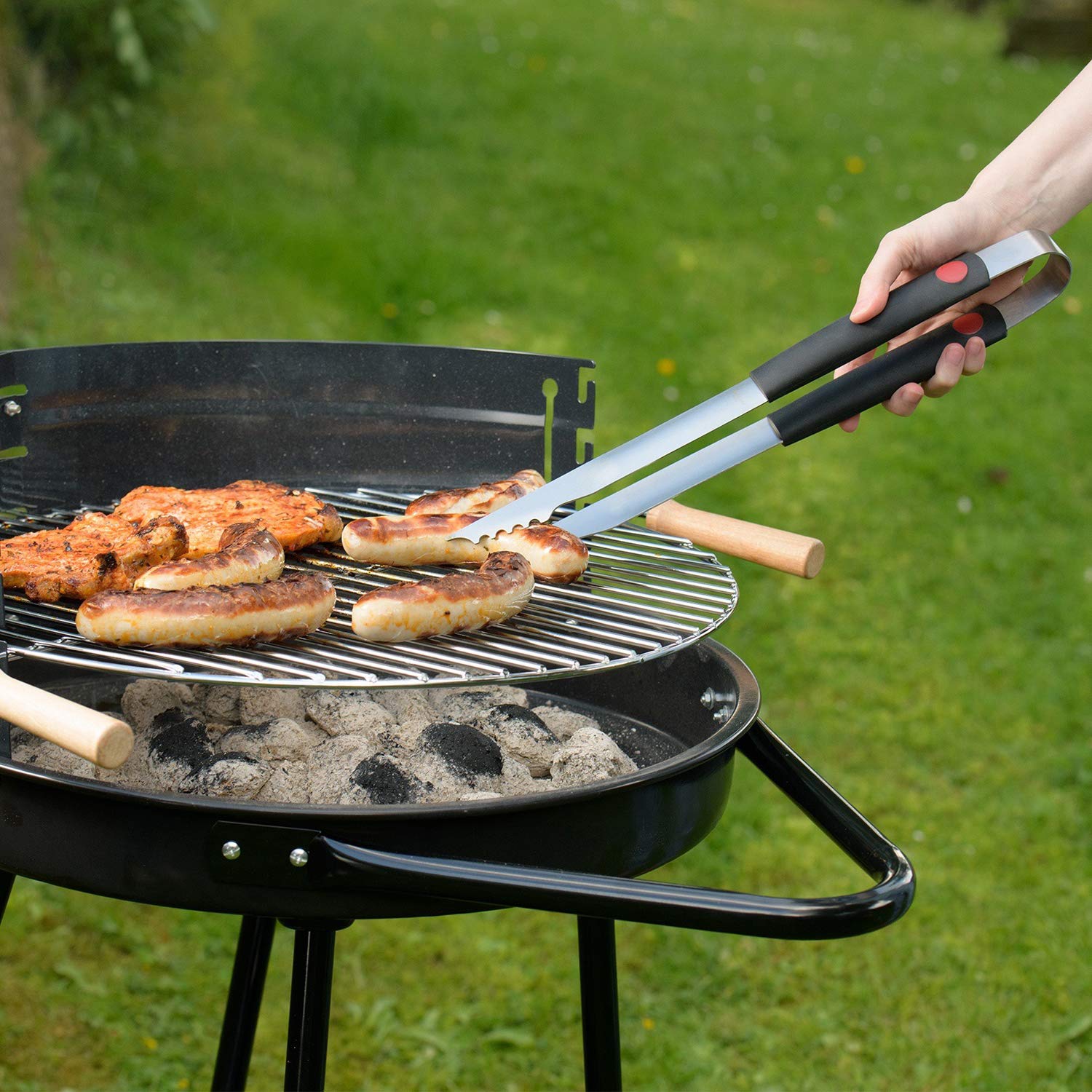 Westmark Grill-/Bratenzange, Länge: 40 cm, Rostfreier Edelstahl/Kunststoff, Farbe: Silber/Schwarz/Rot, 15052280, 40 x 6 x 3 cm