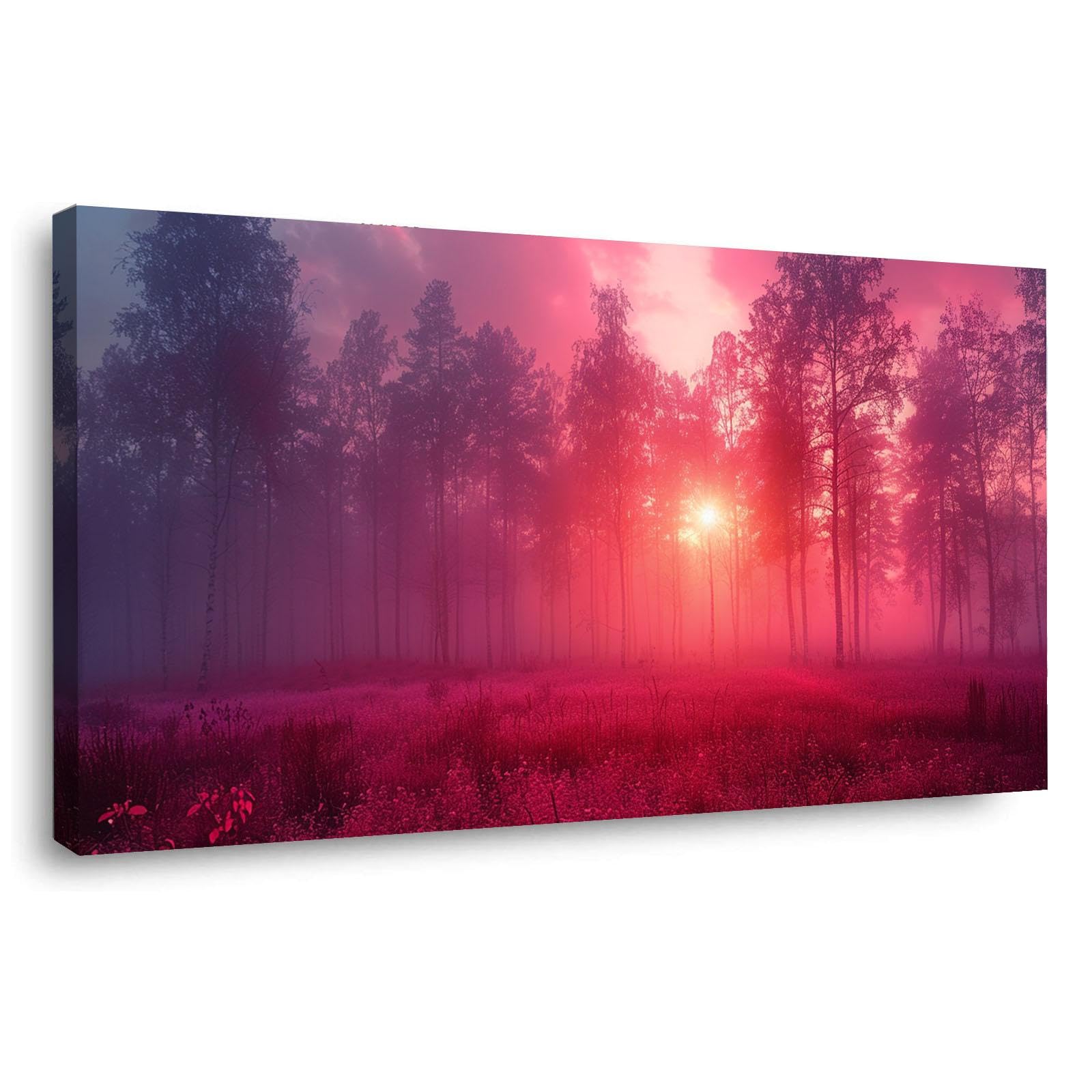 JOSUE Landscape Canvas Wall Art Abstract Sunset Canvas Wall Art For Bedroom,Pink,gold Pictures Living Room Painting Bedroom Artwork-60x120cm Framed