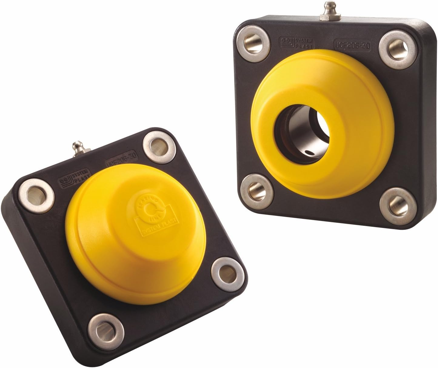System Plast UCFQ205-16-SS-CEC 4-Bolt Flange Bearing, Black Polyamide Housing with 1" Bore Diameter