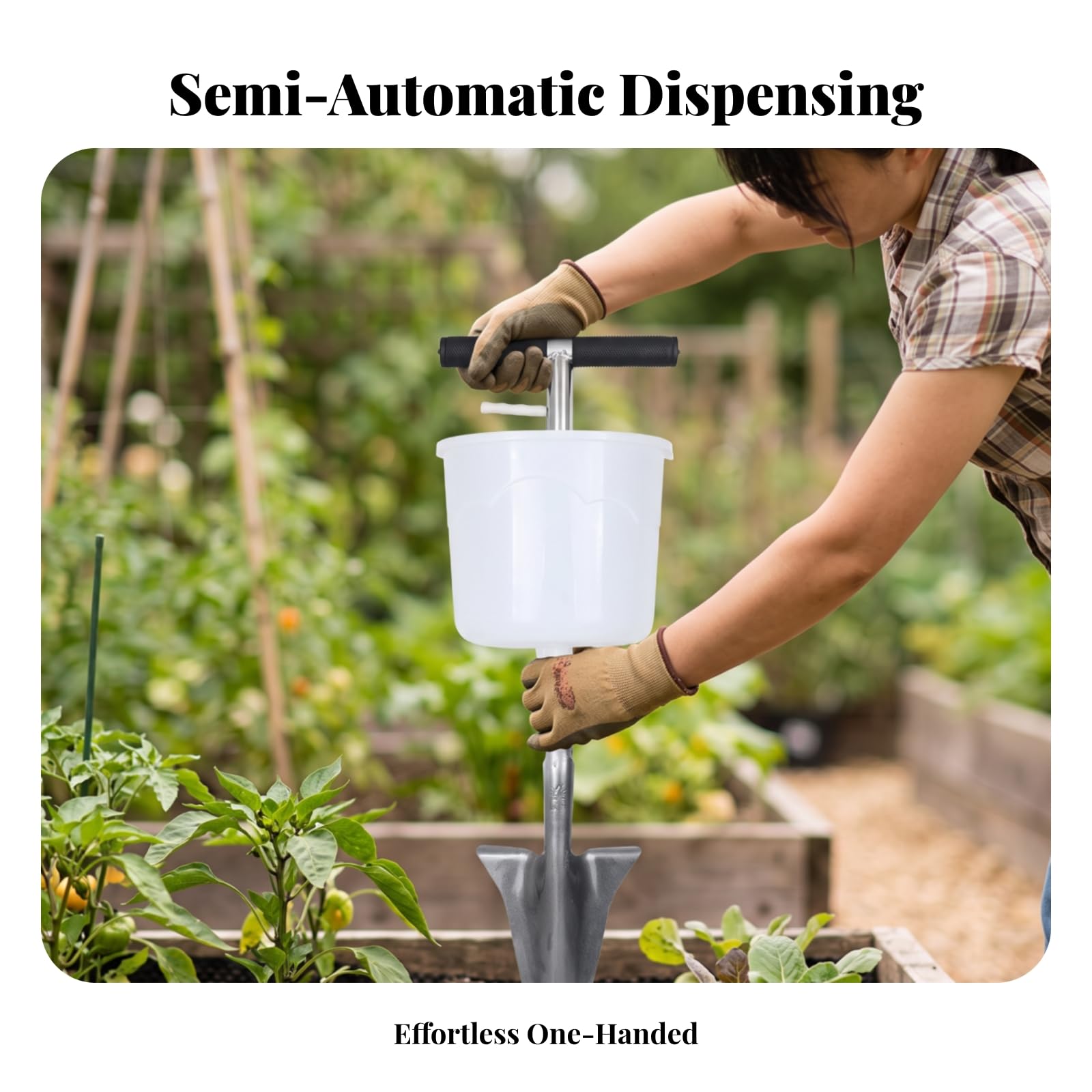 Applicatore di Fertilizzante Manuale Dosatore da Giardino Strumento per Inserimento Nel Suolo Bastone con Impugnatura Orizzontale Corpo in PP E, Modello Aggiornato Con Punta Affilata