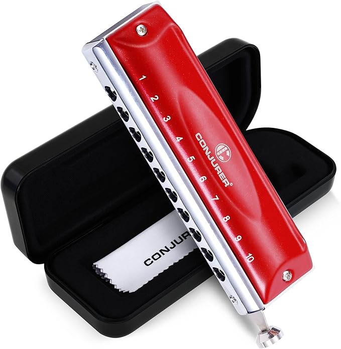 Conjurer Chromatic Harmonica Key of C with Slider 10 Holes 40 Tones Mouth Organ for Kids
