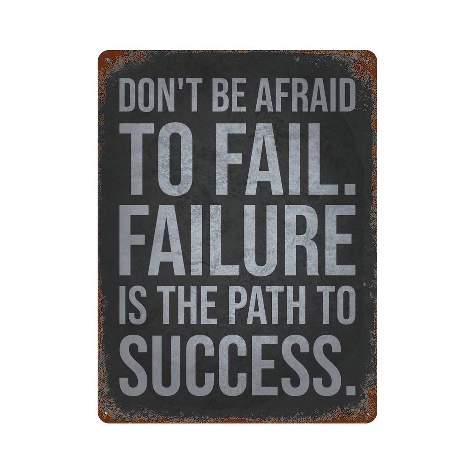 Weathered Tin Sign with Failure Is Path To Success, Motivational Design 15.7"x11.8", for Office, Studio And Wall Decor, Retro Wall Decor