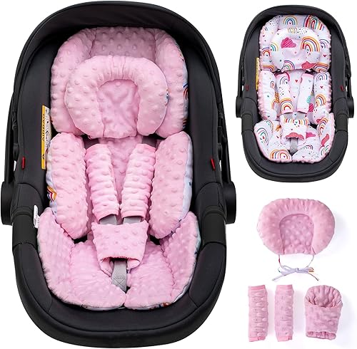 Miniatura 9 de Inserto de asiento de automóvil infantil con reposacabezas extra, soporte ajustable para la cabeza del asiento de automóvil para bebés prematuros a