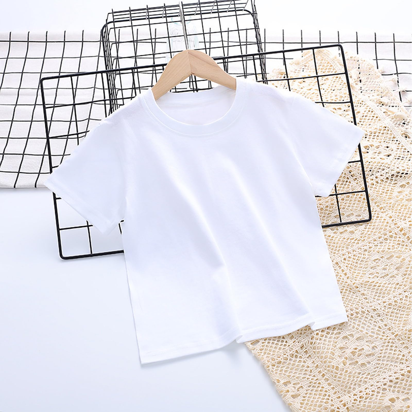 Camiseta de manga corta para niña, camiseta de verano para niña, cuello redondo, camiseta holgada, informal, cómoda