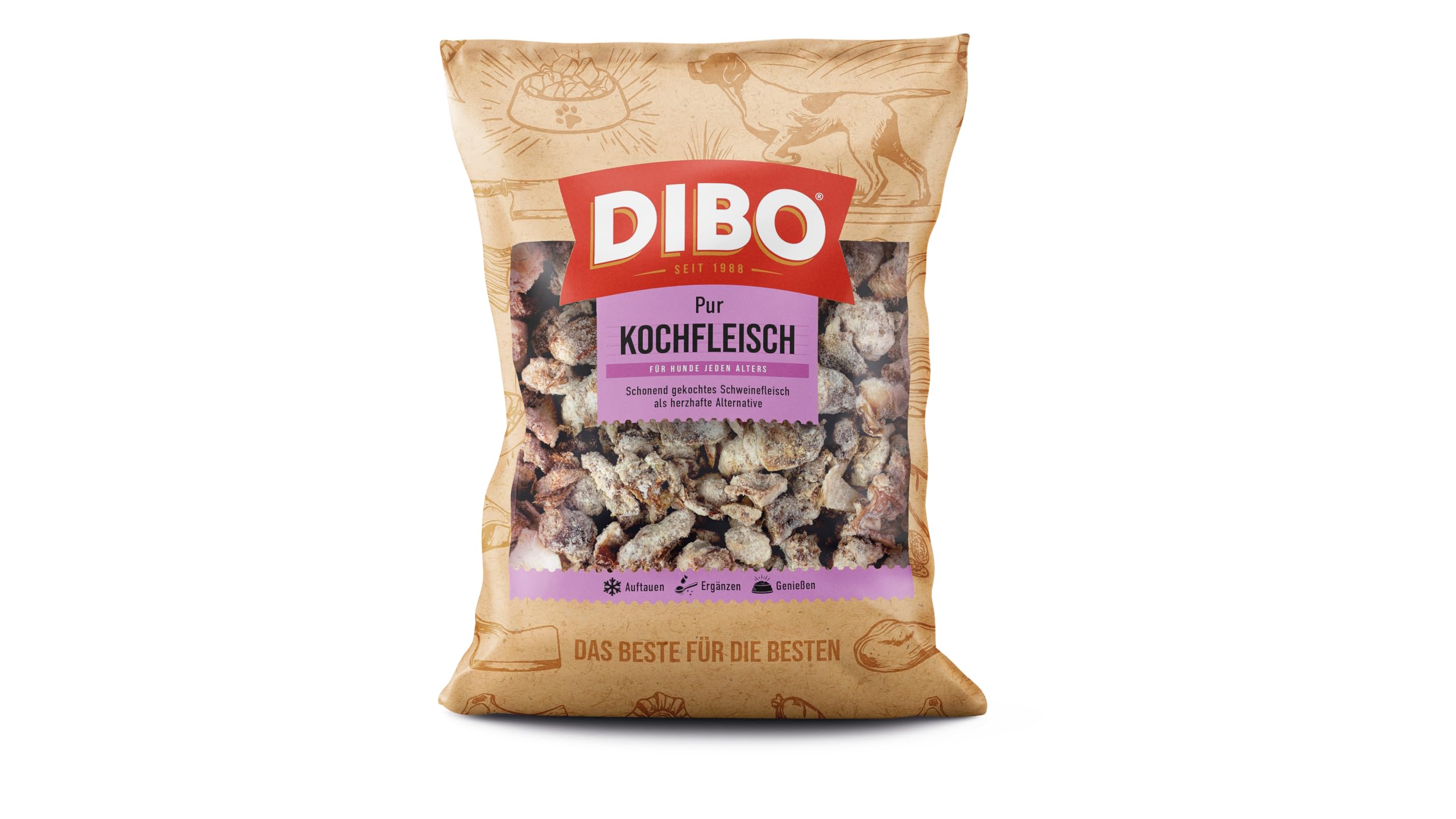 DIBO Kochfleisch, 3 x 2.000g-Beutel, Tiefkühlfutter, gesunde, natürliche Ernährung für Hunde, Hundefutter, Barf, B.A.R.F.
