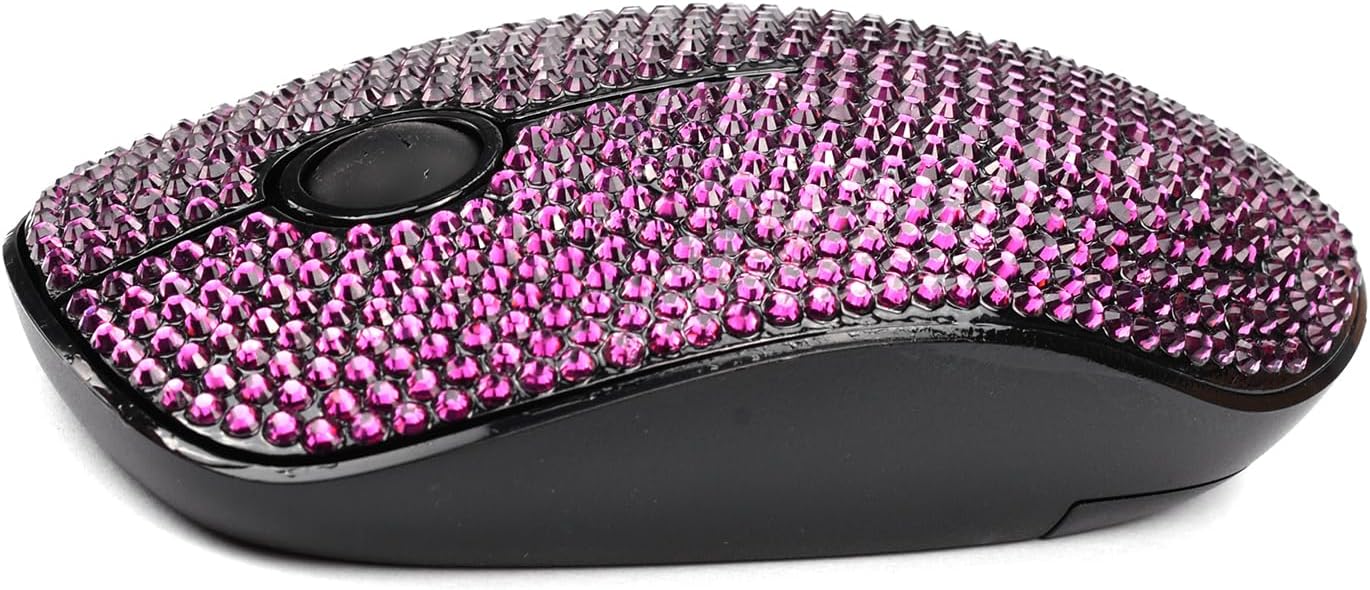 Bling Dazzling 2.4G Wireless Mouse Covered with Crystal Diamond Rhinestone for Laptop, Notebook, PC, Computer, MacBook, Great Gift idea for Her - Light Purple image 3