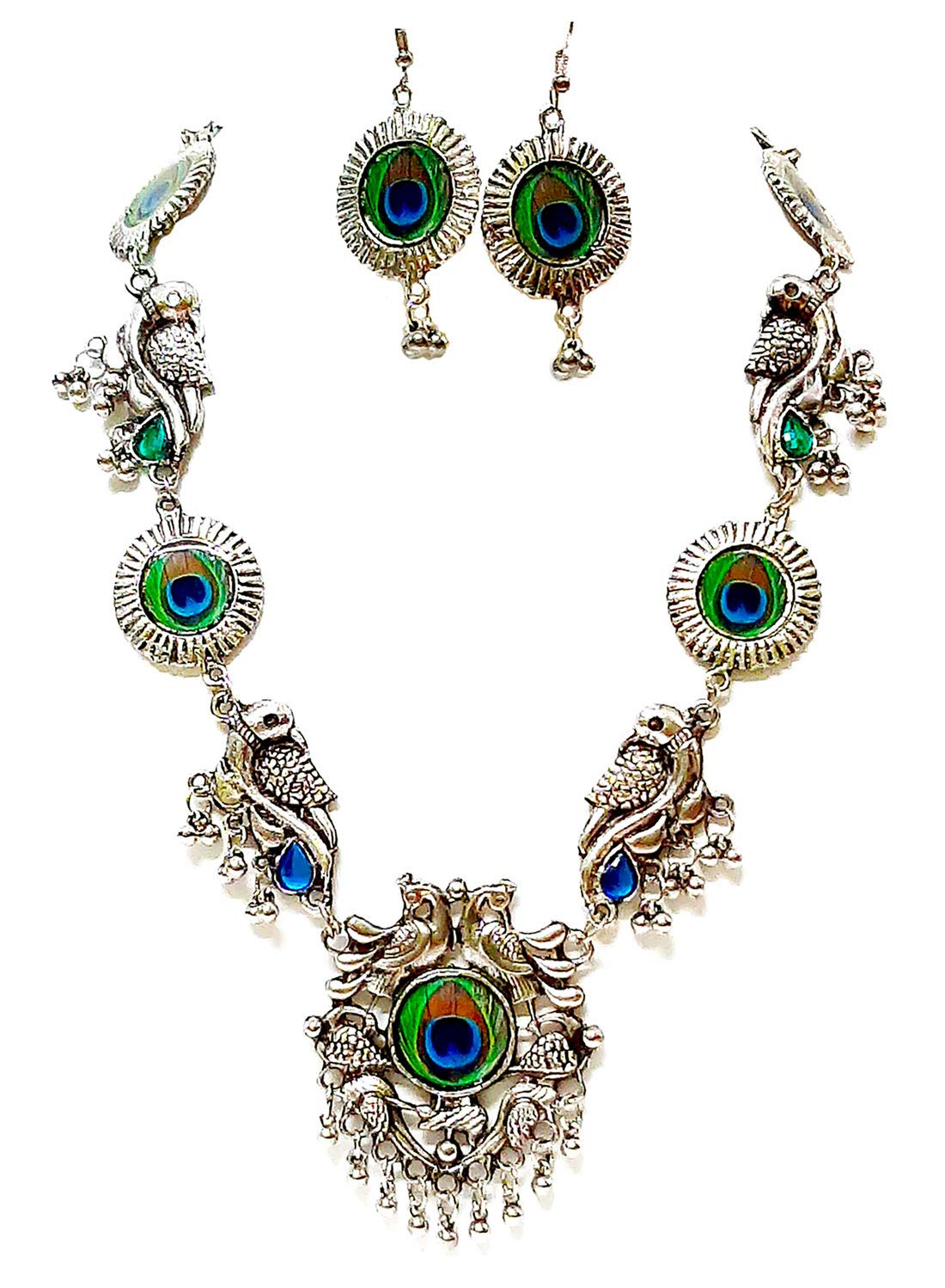 Anshulstore Non-precious Metal Oxidized Silver and Pearl Necklace & Earring Set for Women & Girls (Grey) (B08FH9YW5R) Amazon Price History, Amazon Price Tracker