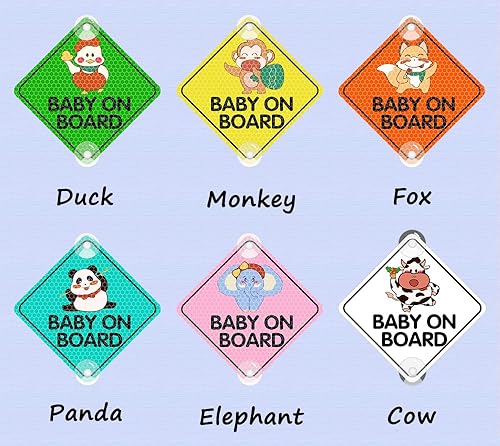 Miniatura 5 de Leniutor Baby On Board - Ventosa para automóvil, altamente reflectantes de doble cara para niños a bordo, calcomanías de advertencia para ventana de