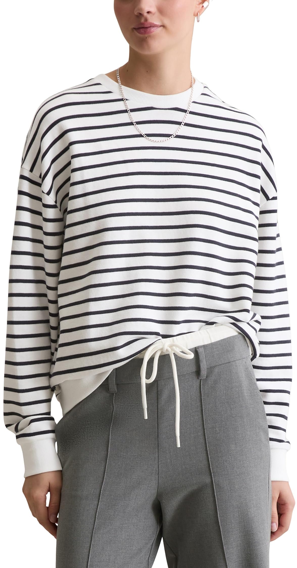 Marc OߴPolo Denim Damen Sweatshirt gestreift Oversize Fit, Mehrfarbig (Dark Blue Multi 02), XXS