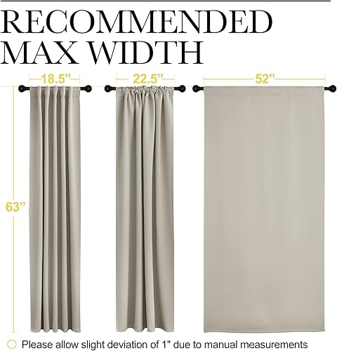 Miniatura 7 de NICETOWN - Juego de 2paneles de cortinas opacas para ventana de habitación de bebé niño, 52pulgadas de ancho x 63pulgadas de largo, color natural
