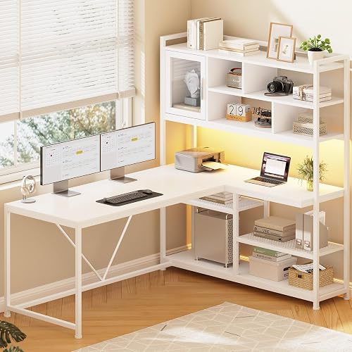 SEDETA L Shaped Computer Desk with LED Light