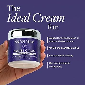 SKINTENSIVE Arnica Bruise Cream for Thin Skin Vitamin K Cream for Bruises & Skin Discoloration, Moisturizing Arnica Cream for Seniors, Non-Greasy Formula, 4 Oz