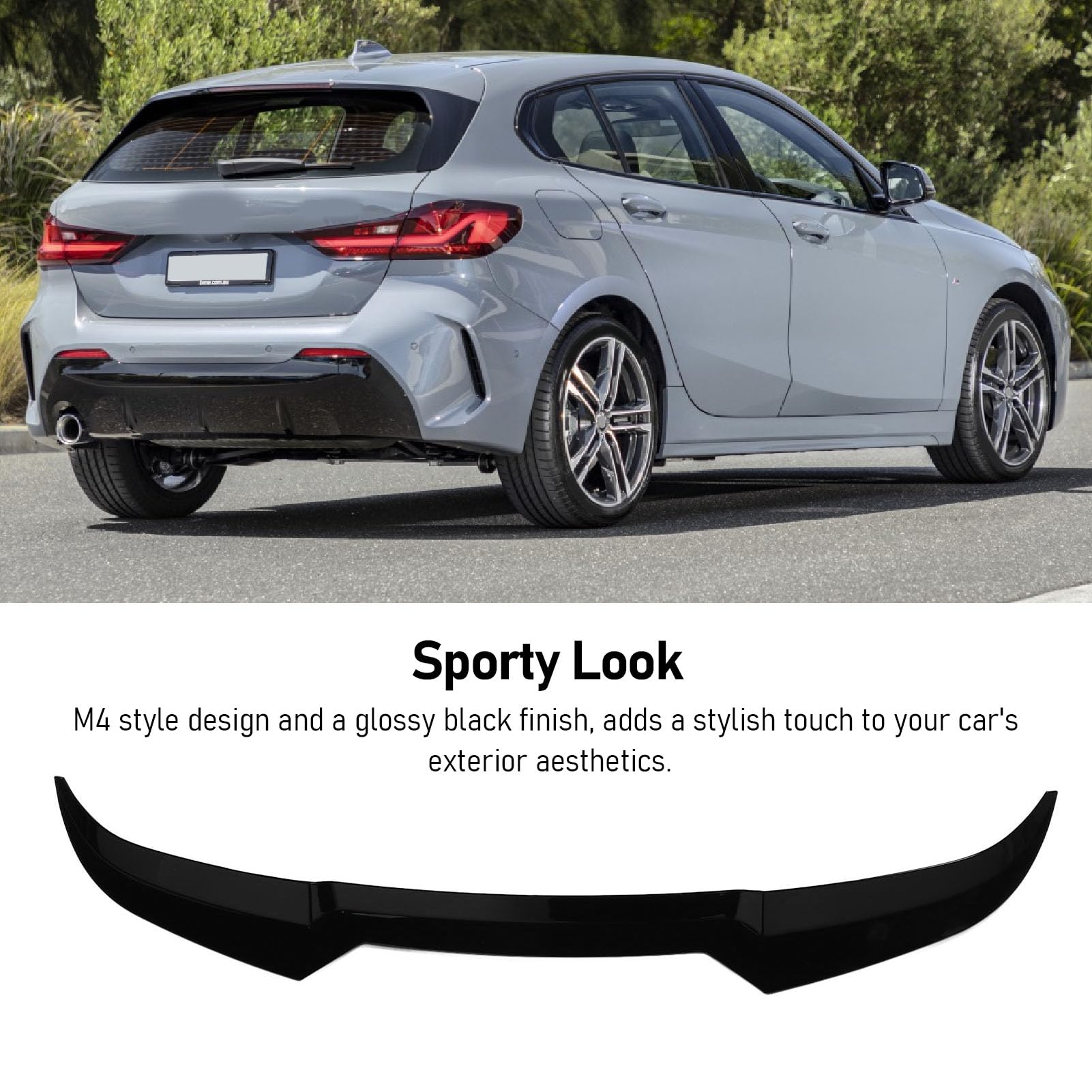 Heckspoilerflügel, Glänzend Schwarz, Heckspoilerflügel, M4-Stil, Aerodynamische Außenverkleidung für 1er F40 M Sport 2019 und Später