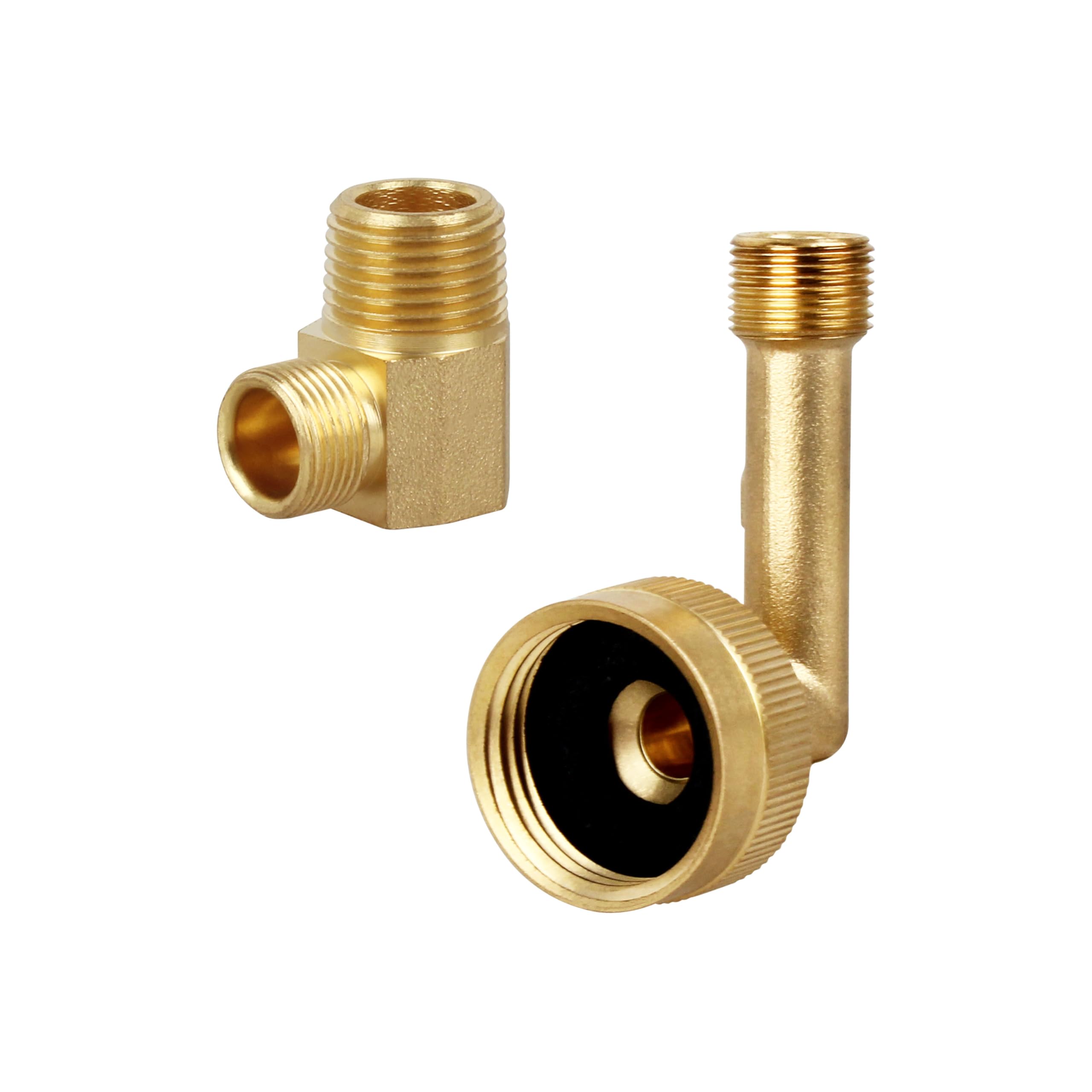 Photo 1 of Brass Dishwasher Swivel Elbow - 3/4" to 3/8" Hose Adapter, Fits Most Dishwasher Water Supply Lines with 1 x 90-Degree Joint | 1 Set