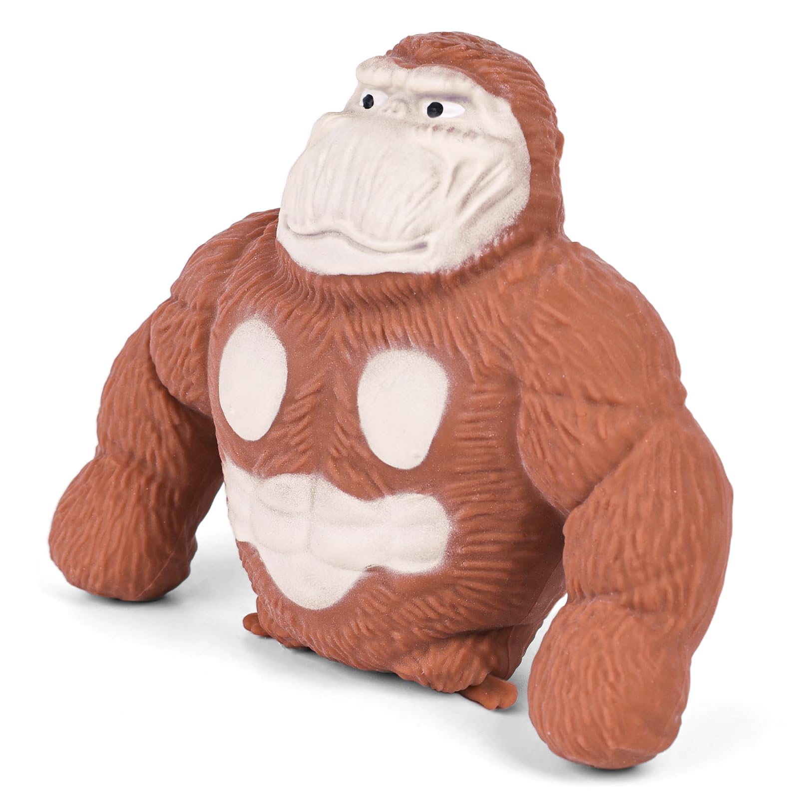 3 otters Monkey Toy Figure, Squeeze Monkey Figure for Kids Stretch Gorilla Toy Funny Monkey Sensory Toy for Birthday Party Brown, Small