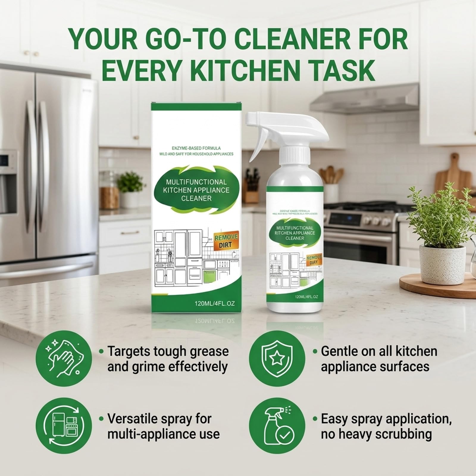 Multifunktionaler Küchengerätereiniger Für Backofen Herd Dunstabzugshauben, Küche Schweröl Reiniger Spray, Mehrzweck-Haushalt Und Küchen Reinigung Spray Für Töpfe, Küchen Ölflecken Entfer (5PCS)