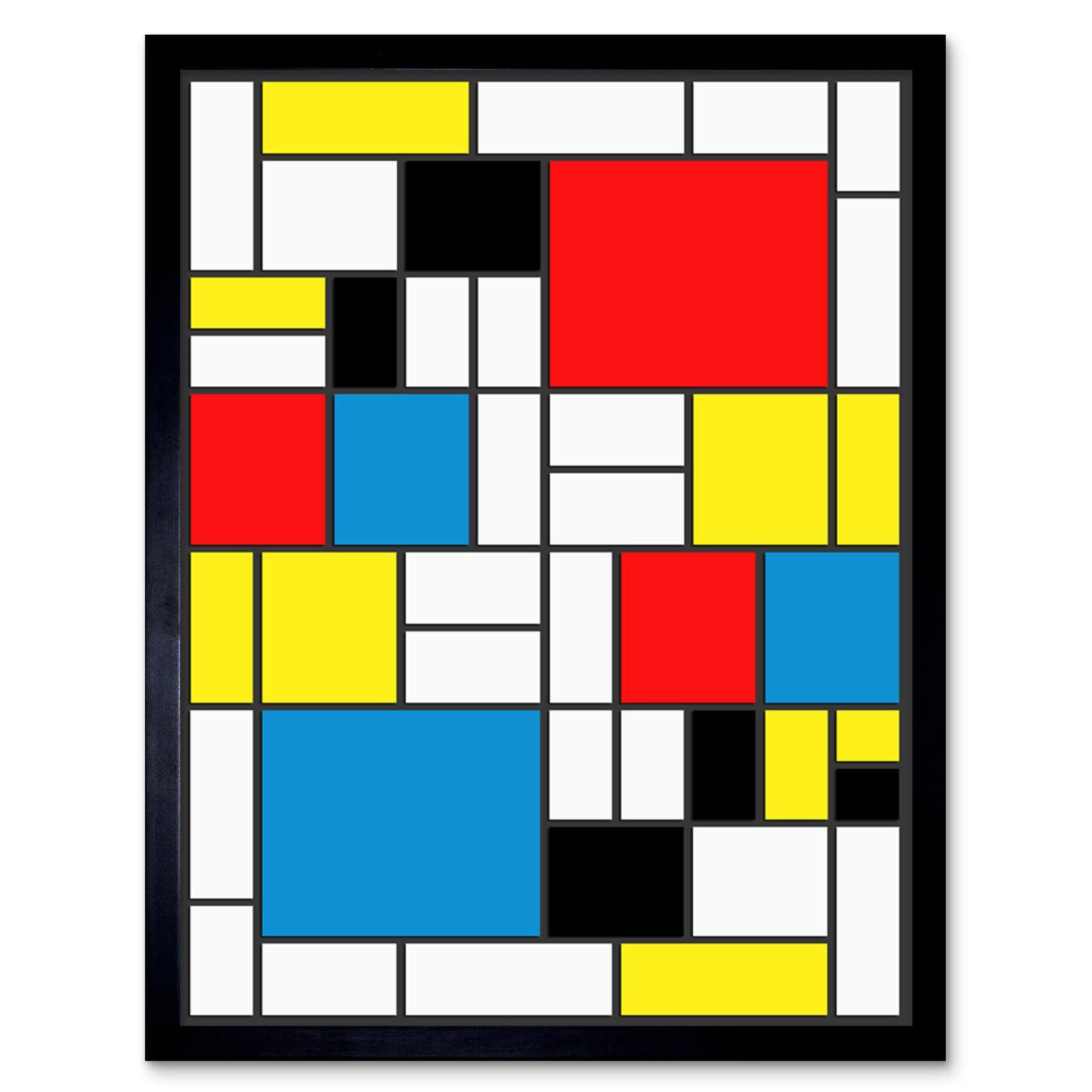 Wee Blue Coo Piet Mondrian Abstract Cubes Squares Art Print Framed Poster Wall Decor 12x16 inch