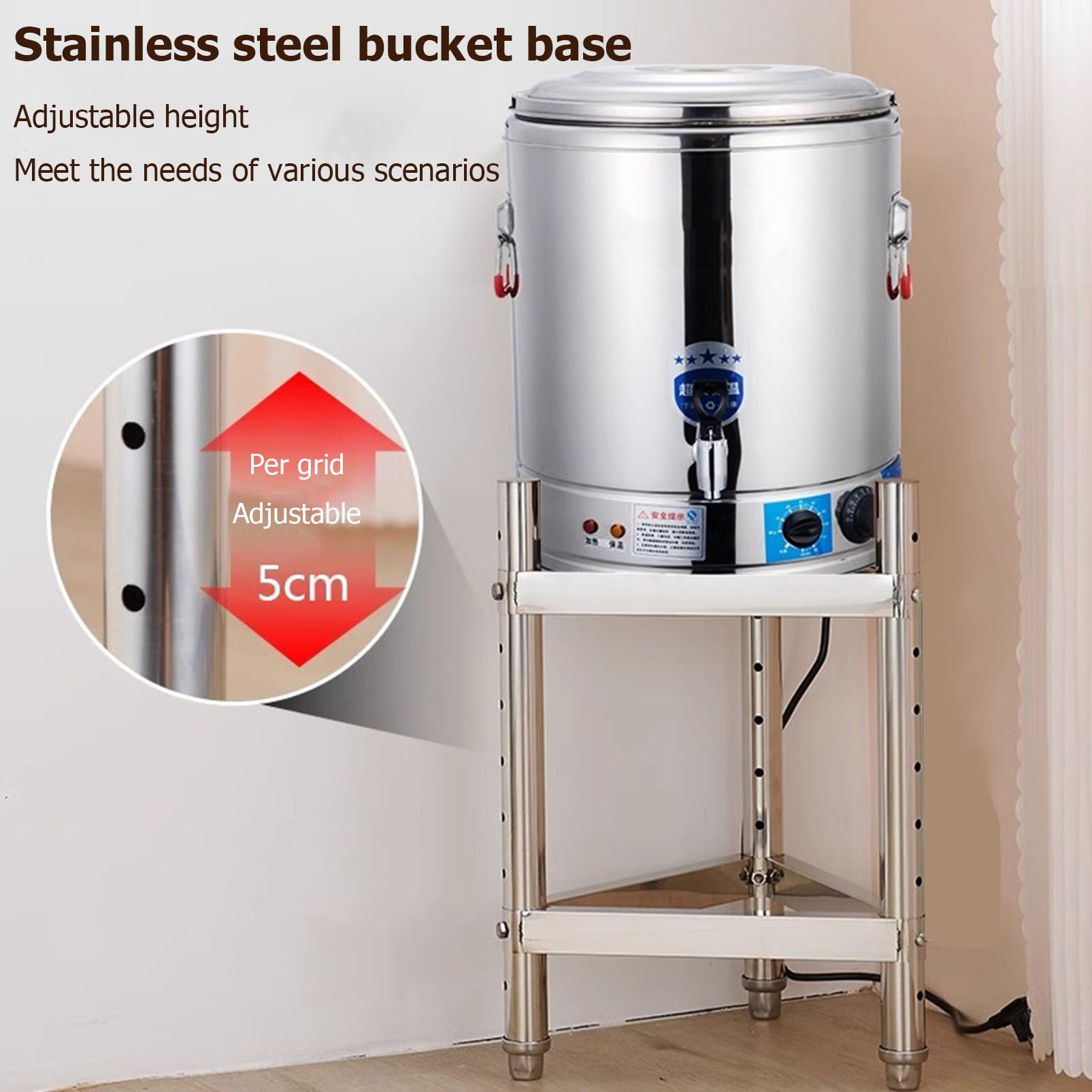 Carrello a barile resistente con rotelle, supporto regolabile in altezza per vino, pasto, friggitrice, grasso, bottiglia d'acqua