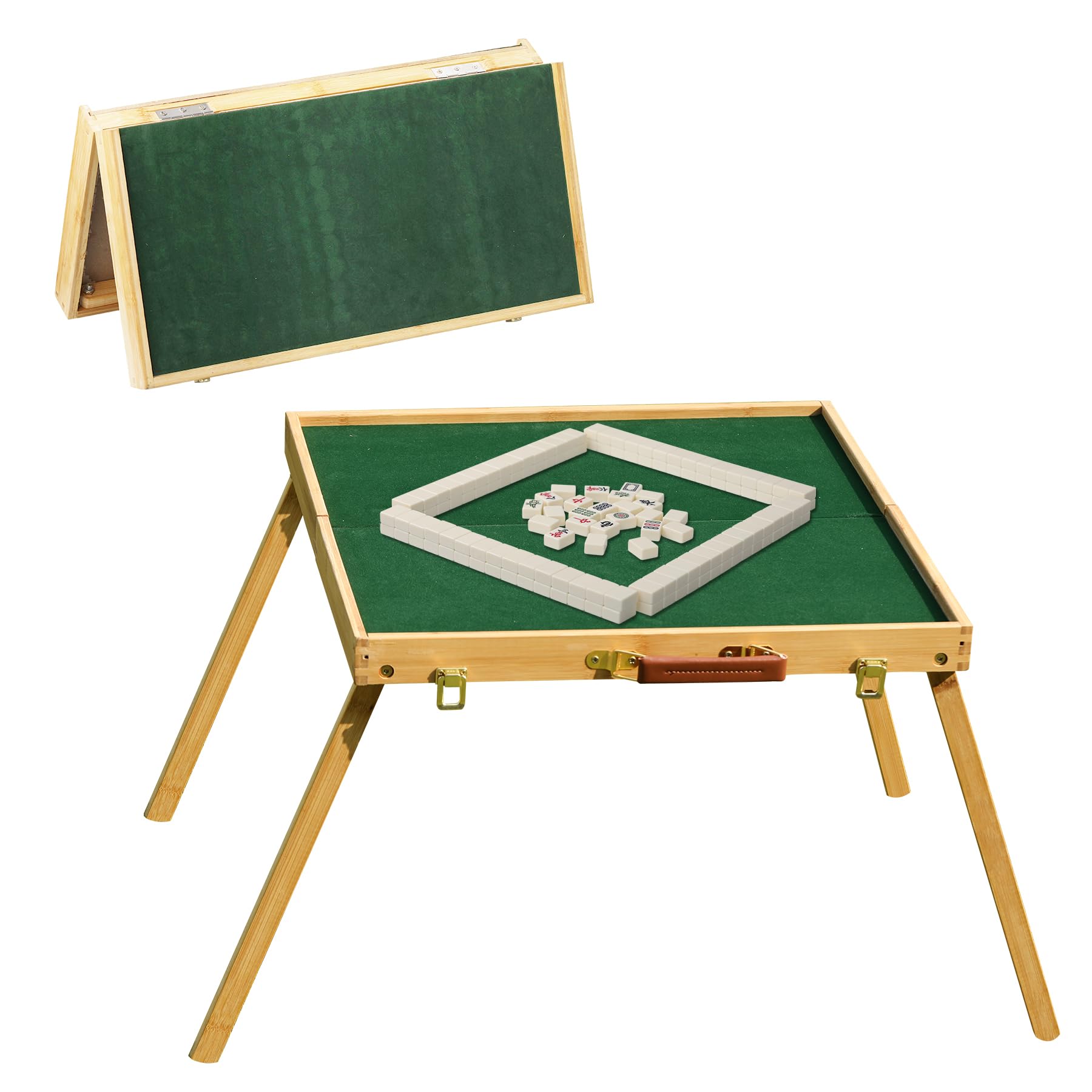 VPH Ivory Chinese Mahjong Set 144 Sheets Includes Folding Table Camping Essentials