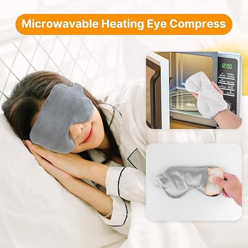 Miniatura 4 de Atsuwell Máscara de ojos térmica refrescante para ojos secos, compresa de ojos cálida para microondas para relajación, presión sinusal, bolsa