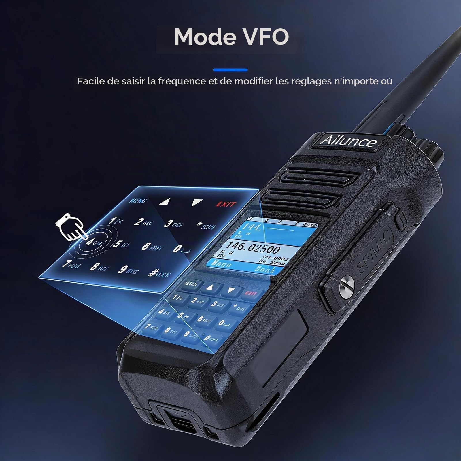 Retevis Ailunce HD2 DMR Radio, Talkie Walkie Longue Portée | sans Fil 5.0, Double Bande Walkie Talkie, Etanche IP67, Batterie 3200mAh Radio Amateur pour Evénement Amateur