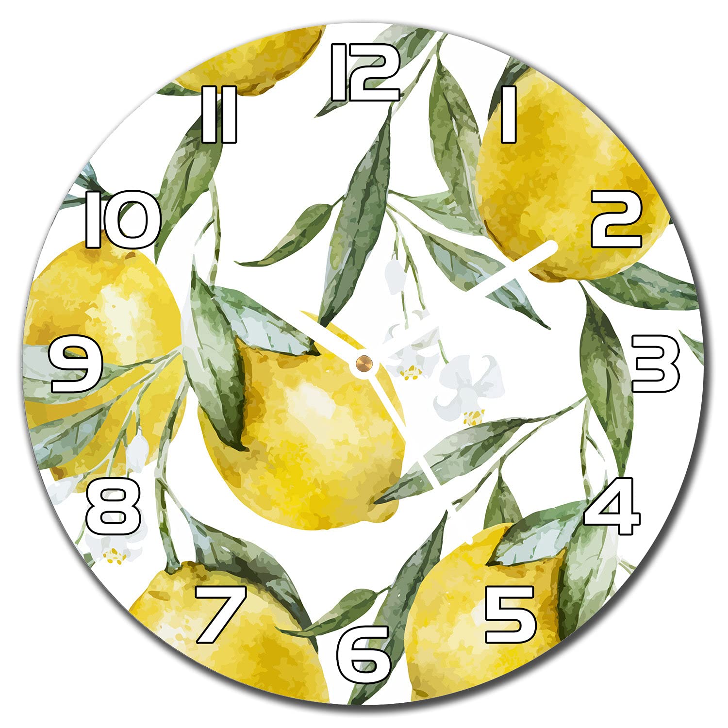 Horloge murale cuisine en verre lavable motif citrons
