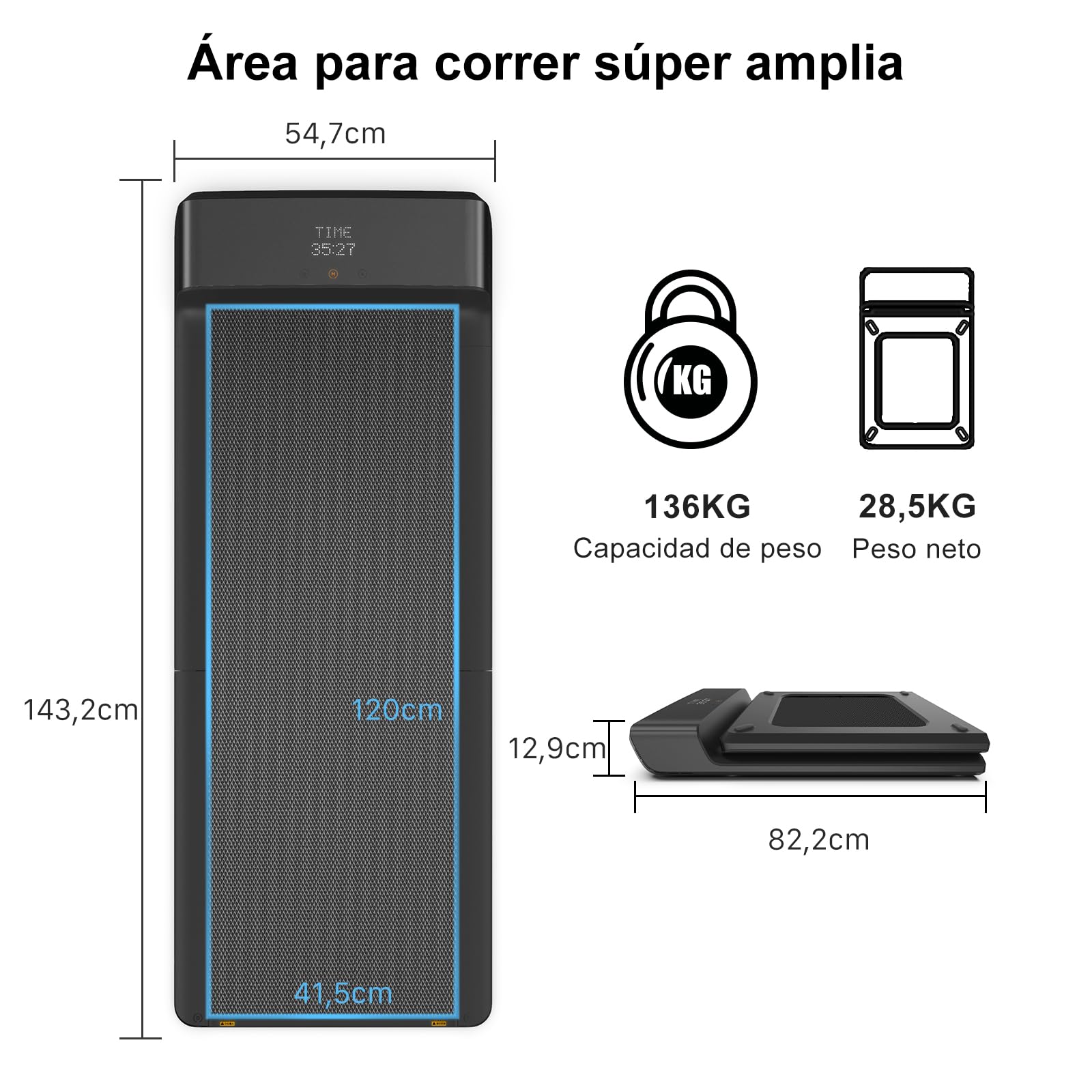 WalkingPad A1 Plus(A1 Pro) Cinta de Correr Plegable, Cinta de Andar 0.5-6 km/h con Control Remoto y App, Walking Pad Compacta para Casa y Oficina, Peso Máximo 136 kg