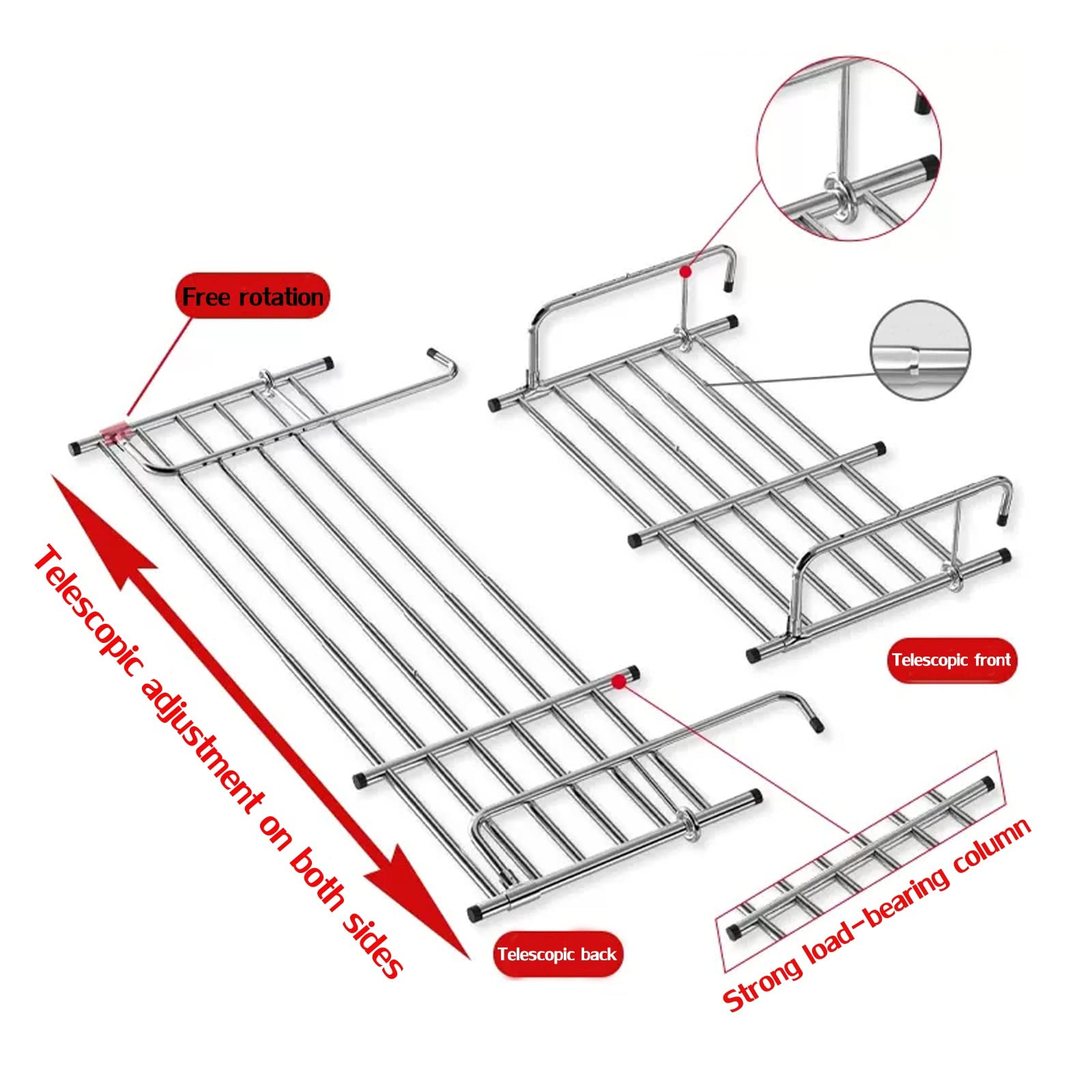 HJXGQJM Balkonwäschetrockner Edelstahl Balkontrockner Klappbar Hängetrockner Wäscheständer Wandtrockner Heizkörper Hängewäschetrockner Wäschehänger Balkon Trockner(Without Black Plate,60-106cm)