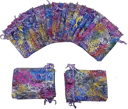 Miniatura 9 de Bolsitas de organza transparentes con impresión de ratán Ankirol, ideales para bodas y fiestas del bebé, para regalos o muestras (100 unidades)