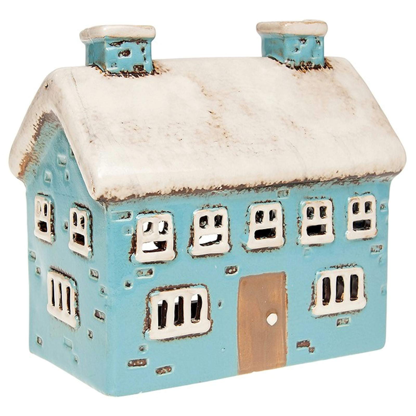 Village Pottery Blue House Tealight Holder