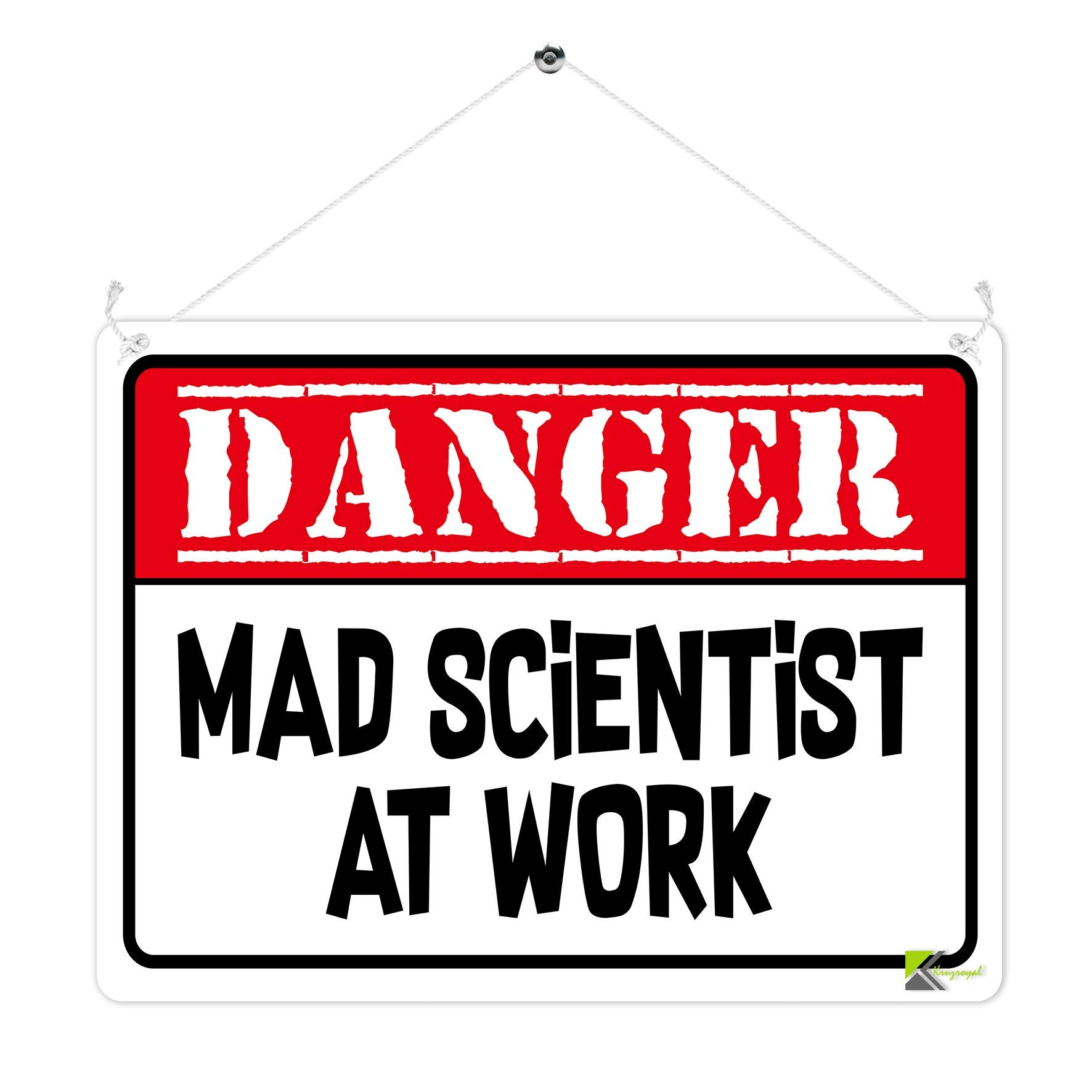 Kruzroyal Mp336 Danger,Mad Scientist At Work. Funny Novelty Retro Vintage Metal Wall Sign Plaque 20Cm X 15Cm