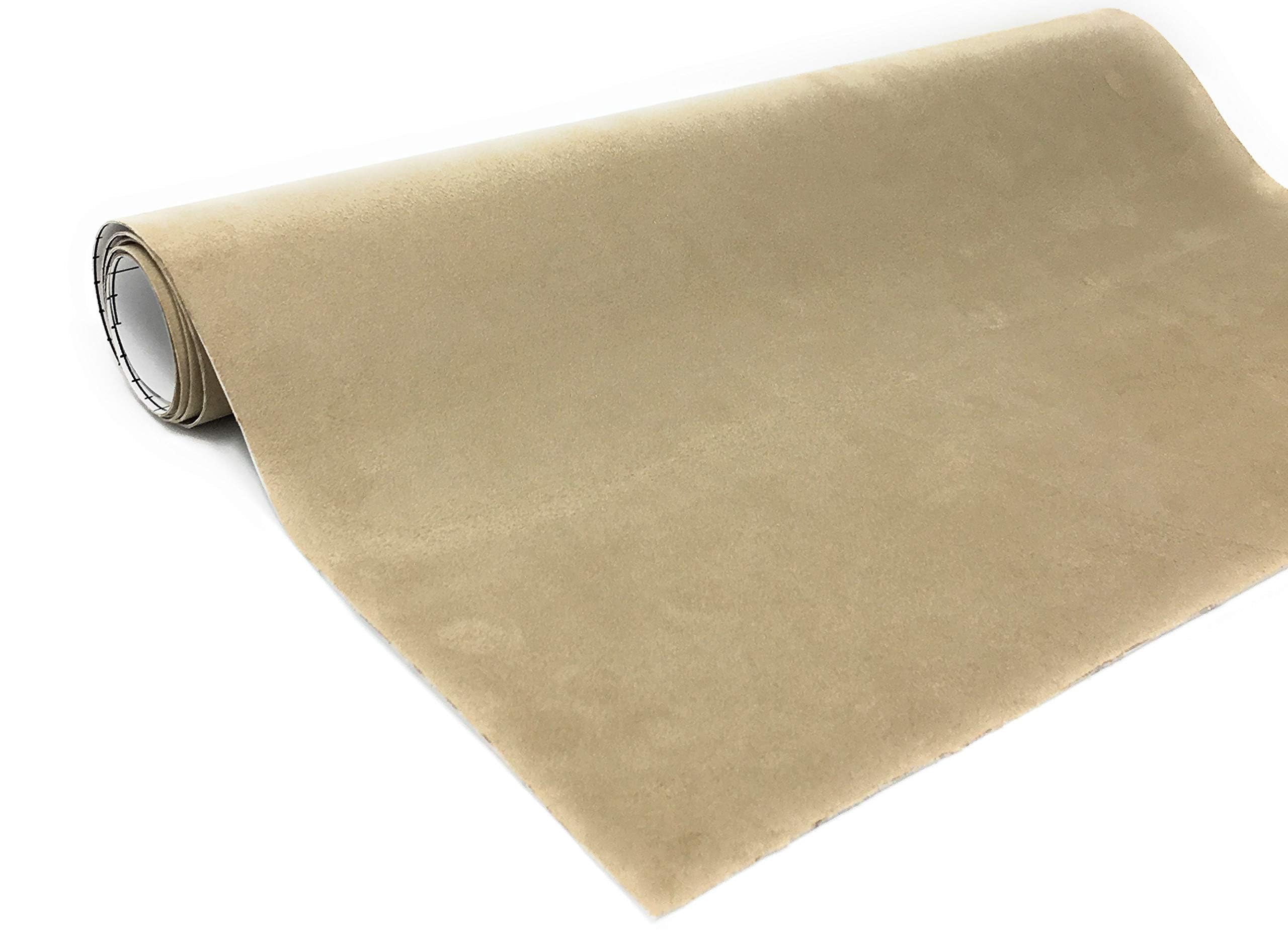 JNK NETWORKS Suede Fabric Wrap - Self Adhesive Film Sticker 16 x 55 Inches Silky Decal Sheet for Car Interior Furniture Upholstery DIY Elastic Stretch Peel and Stick Beige