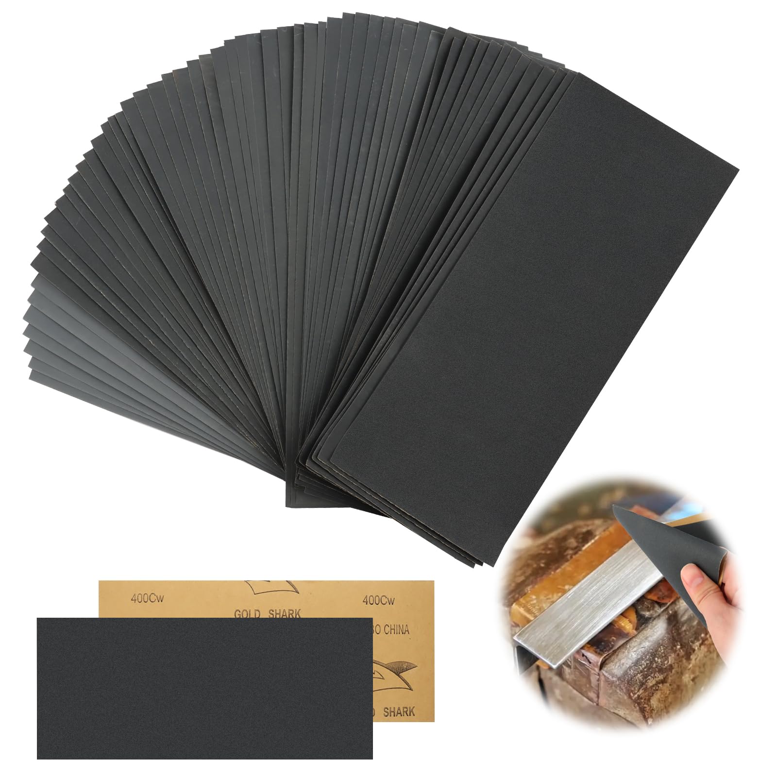 72 Piezas Papel de Lija, Lijas en Húmedo y Seco, Grano 400-3000, Lijas Al Agua Profesionales para Coche, Muebles de Madera, Piedra, Metal, Cristal
