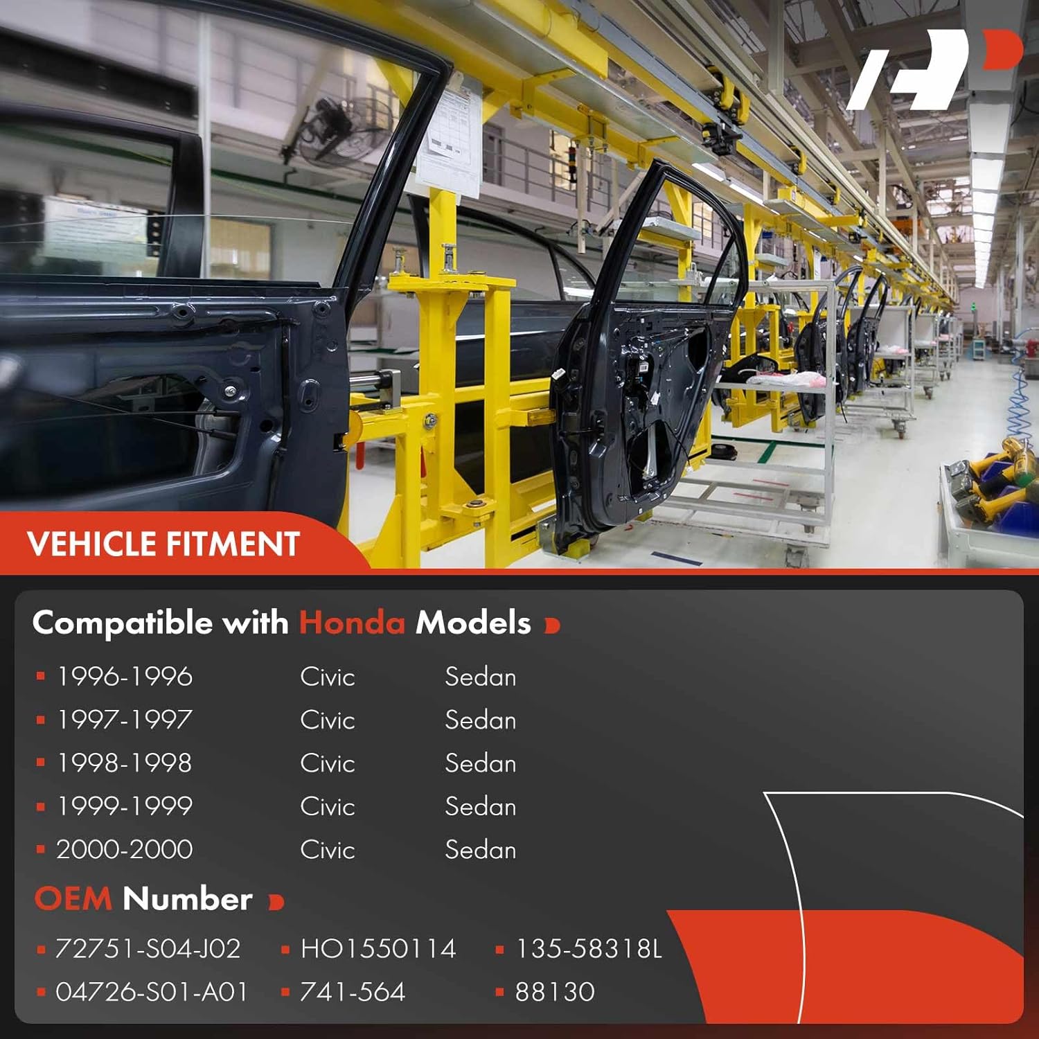 A-Premium Power Window Regulator with Motor Rear Driver Side Compatible with Honda Civic 1996-2000 Rear Left Driver Side