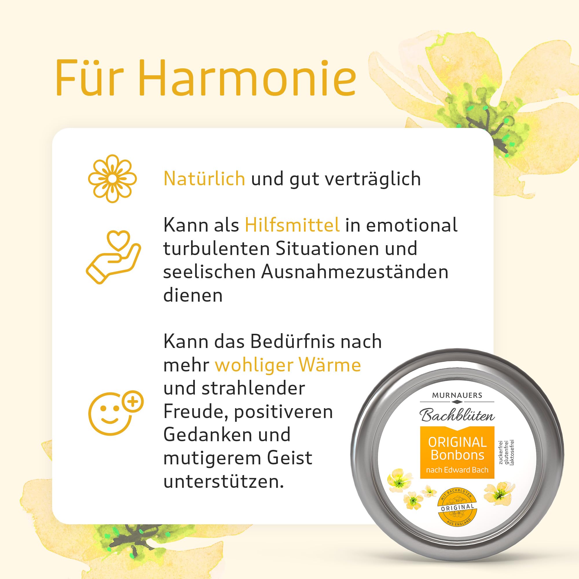 Murnauers Bachblüten Original Bonbons 8 x 50 g | Nr. 39 | Alltag in Balance |Mit Original Bachblüten nach Edward Bach aus England | Zuckerfrei | Glutenfrei | Laktosefrei