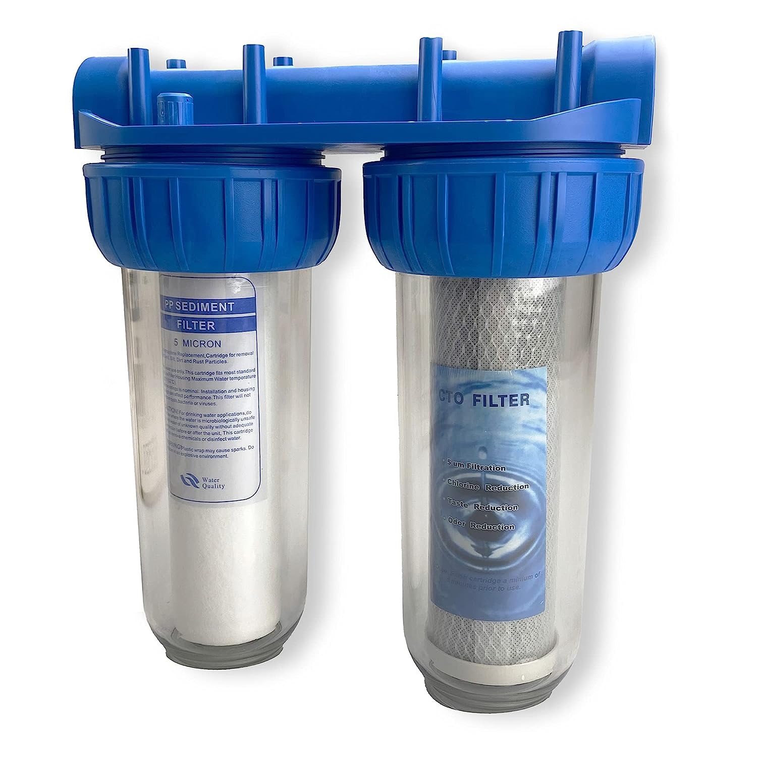 filtro acqua KIT due stadi Quattro cartucce NW-BR10B3 filtrazione sedimenti e carboni attivi 1" 1/2" 3/4" (1/2" (20,67mm))
