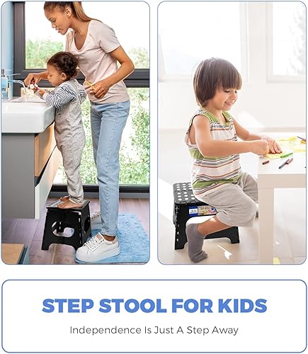 Miniatura 2 de Acko Taburete plegable de 11 pulgadas taburete ligero de plástico  Paquete de 2  Taburete plegable para adultos taburetes plegables antideslizantes