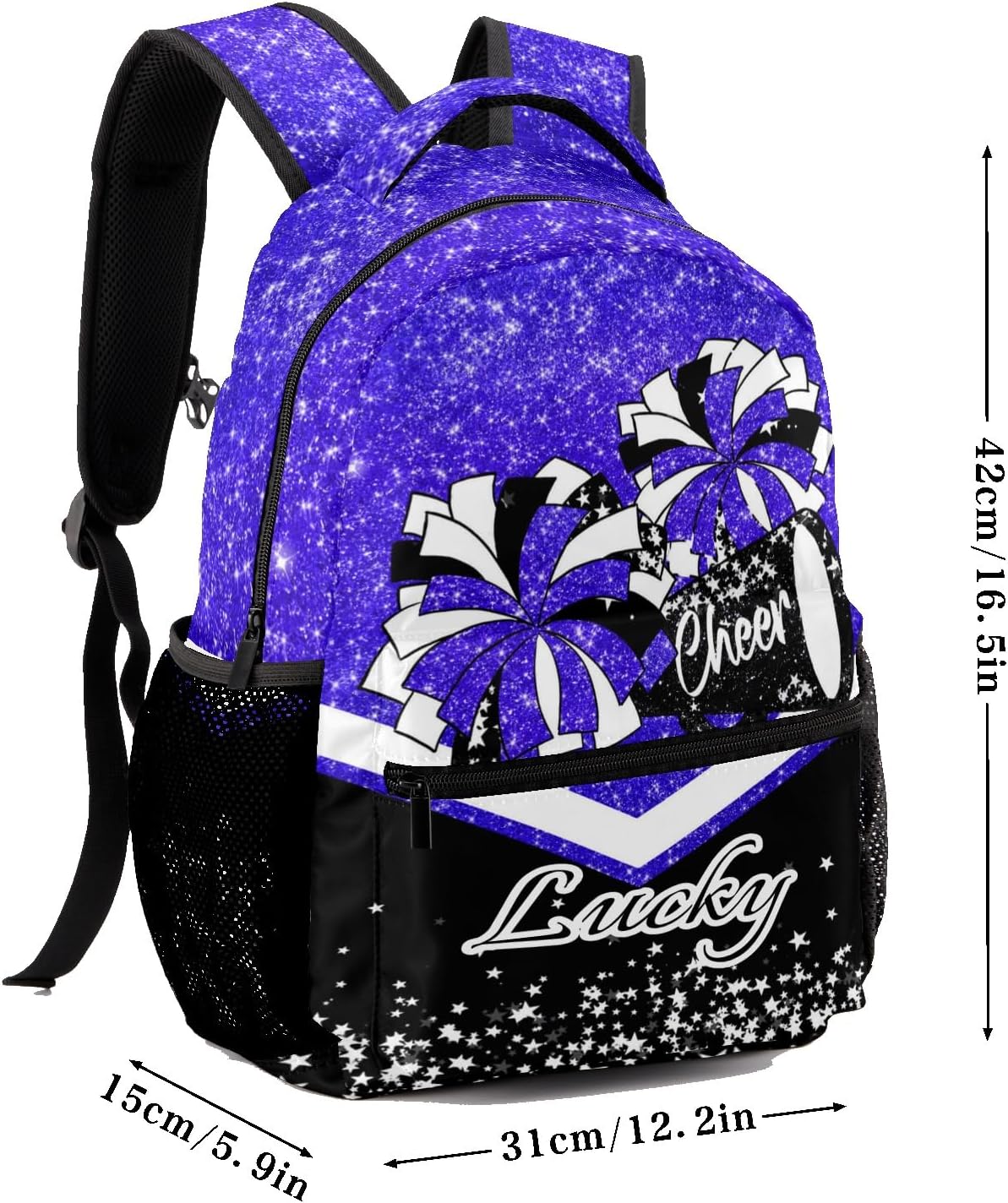 Personalized Light Blue Cheer Bags for Girls Customized Cheerleader Backpack With Name - Custom Cheerleading Bookbag Gits for Cheer Team.