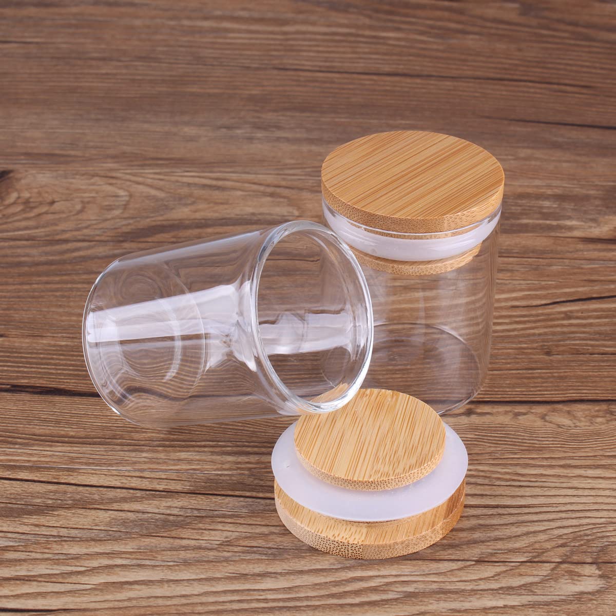 Amazon｜12個60ml-47x60mm竹の蓋が付いた空のガラス瓶、キャンディー