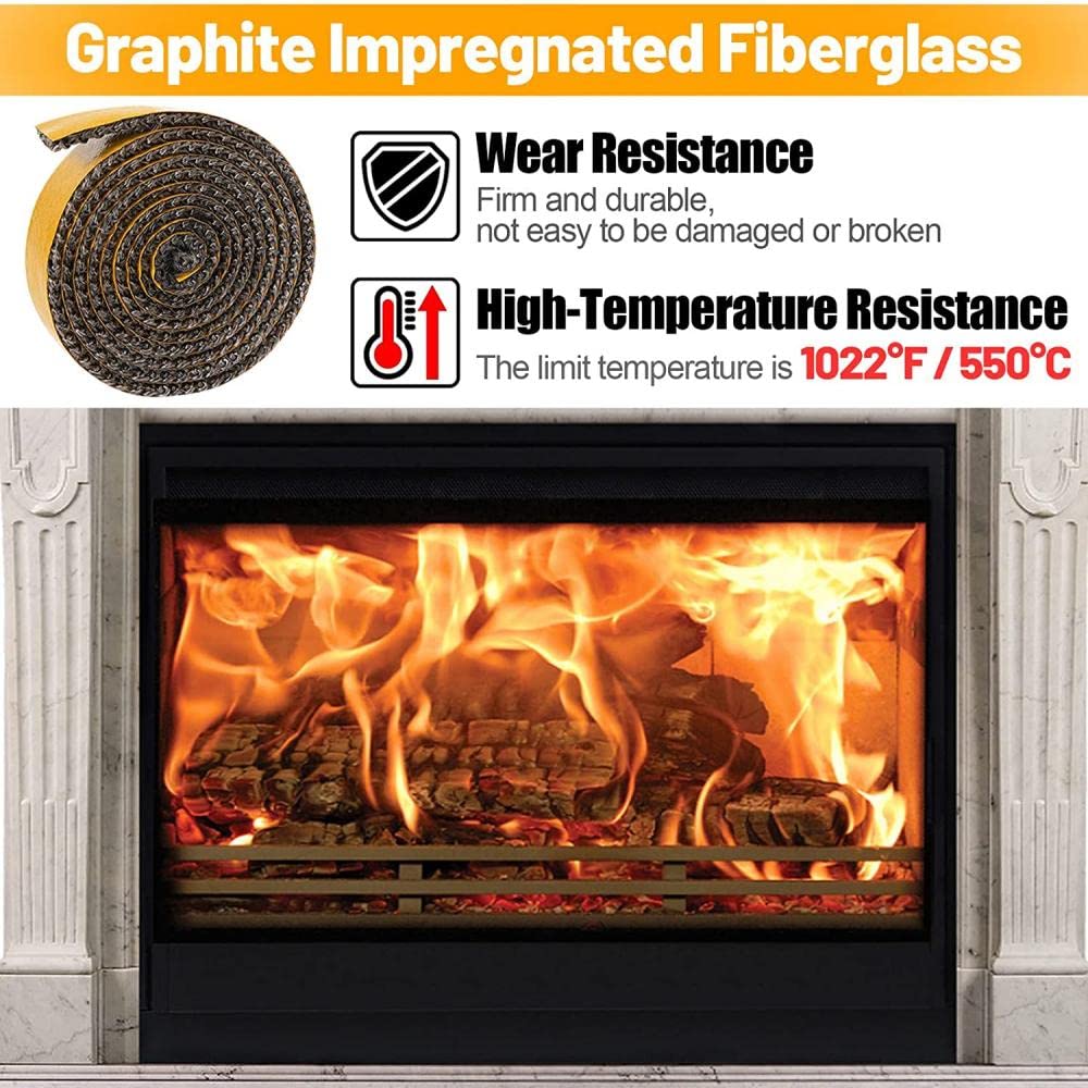 Corda ignifuga per stufe a Legna Guarnizione autoadesiva per stufe Nastro ignifugo per camini Caminetti Porta del Forno -2mm x 15mm x 2m