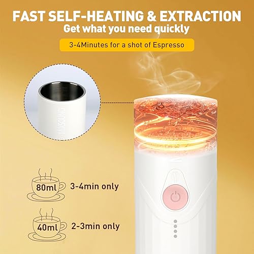 Miniatura 2 de Máquina de café espresso portátil, cafetera eléctrica de viaje para camping, cafetera de auto con calentamiento automático con USB-C, compatible con