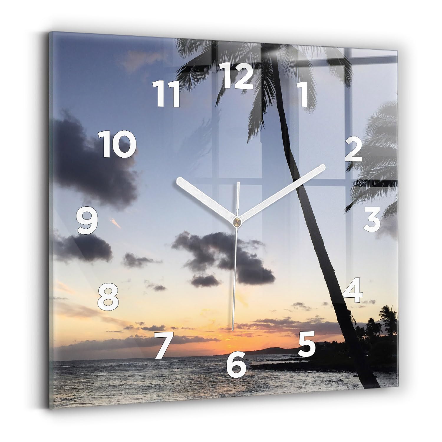 Horloge numérique carrée 30x30 cm moderne à aiguilles blanches et affichage analogique