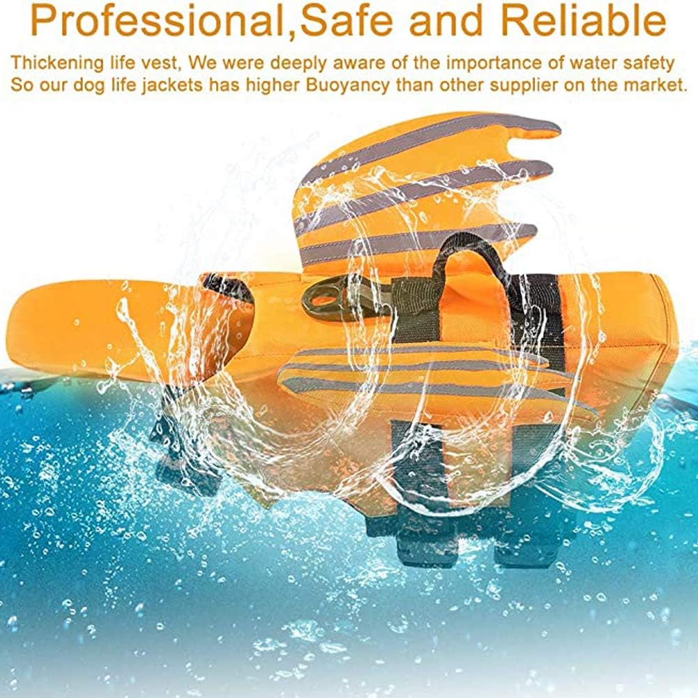 Dog Life Jacket Ripstop for Swimming, Wings Design Reflective Pet Flotation Life Vest with Enhanced Buoyancy & Rescue Handle,Pet Life Preserver for Small Medium and Large Dogs