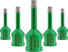 5 Piece Diamond Tile Drill Bit 8 mm Hole Saw with M14 Thread for Ceramic Tiles Porcelain Marble Granite