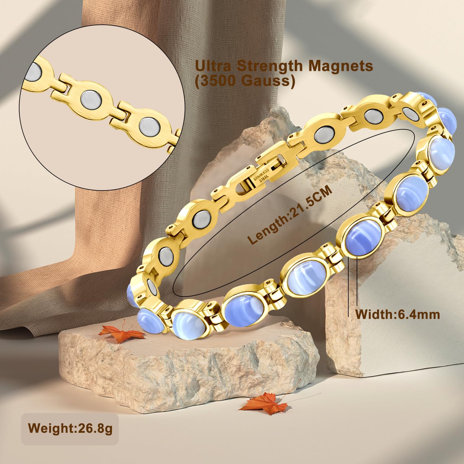 YINOX Magnetische therapie-armband voor artritis, van koper, voor vrouwen, verlicht effectief artritis en pijn aan de pols, ingelegd met Turks turquoise, combineert mode en gezondheid (3500 gauss YINOX Magnetische therapie-armband voor artritis, van koper, voor vrouwen, verlicht effectief artritis en pijn aan de pols, ingelegd met Turks turquoise, combineert mode en gezondheid (3500 gauss