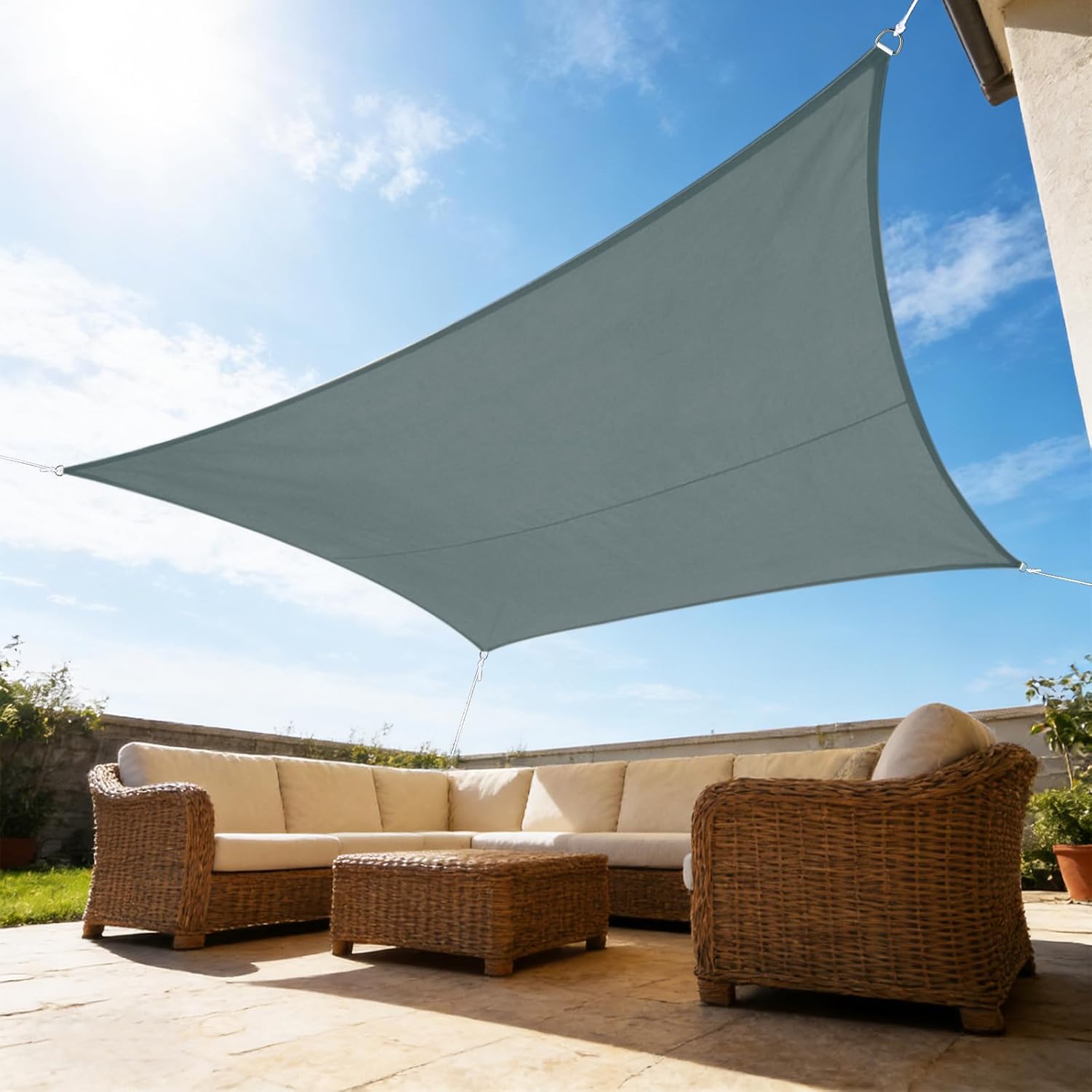 Outdoor Waterproof Shade Cover 9'9"x9'9" UV Blockage Sun Shade Sail Rectangle Awning Shelter for Patio Garden Backyard Patio Garden Carport Pool (Dark Grey)